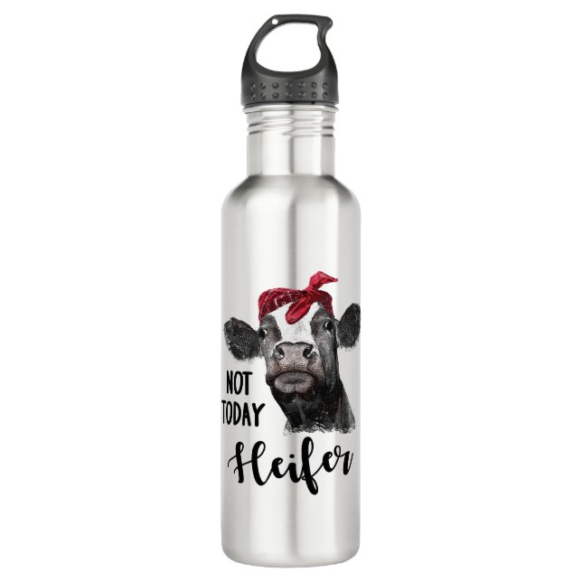 not today heifer stainless steel water bottle (Front)