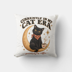 Not Today Human Funny Grumpy Black Cat Coffee Desi Throw Pillow
