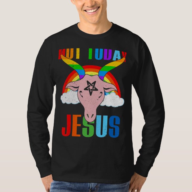 Not Today Jesus Gay Pride Lgbt Satan Goat T-Shirt (Front)