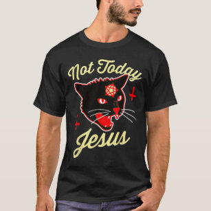 Not Today Jesus Hail Satan Cat Death Cross Vintage T-Shirt