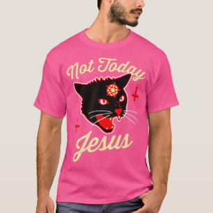 Not Today Jesus Hail Satan Satanic Cat Vintage T-Shirt