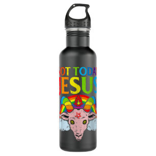 Not Today Jesus Rainbow Satanic Vintage Not Today Stainless Steel Water Bottle