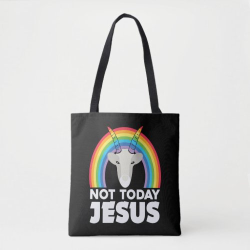 Not Today Jesus Satan Goat Tote Bag