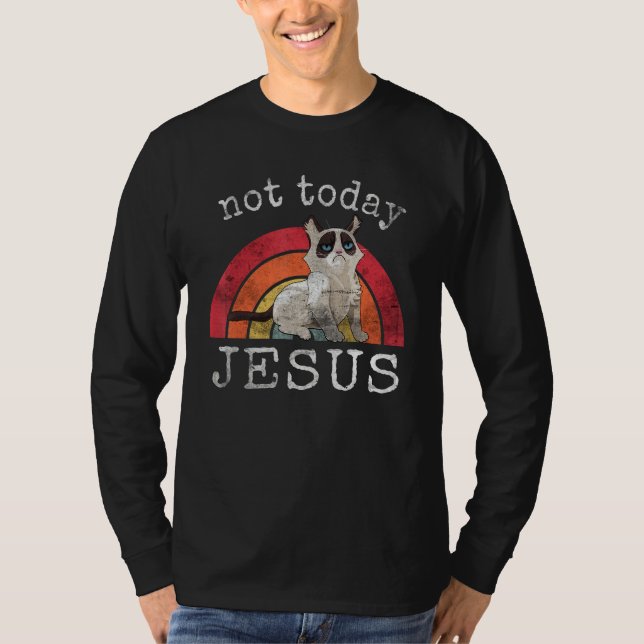Not Today Jesus Satanic  Cat Rainbow T-Shirt (Front)