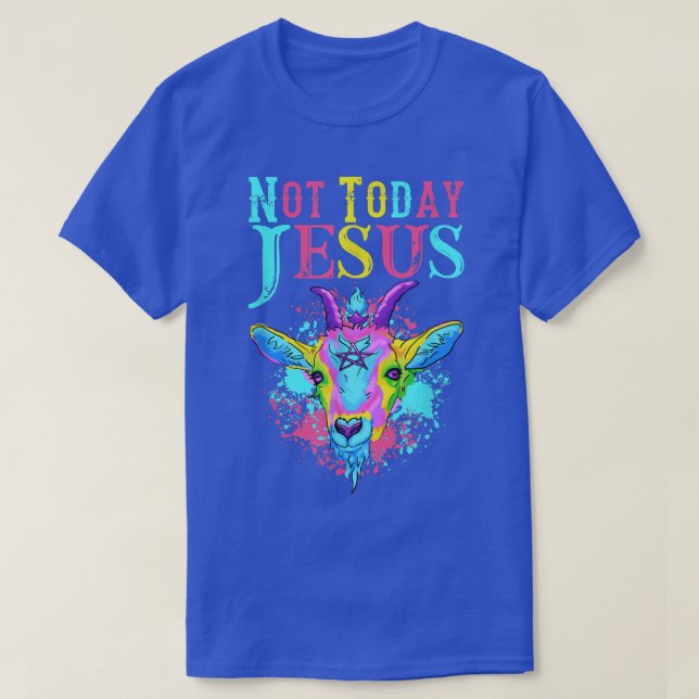 Not Today Jesus Transgender LGBT Satan Goat Pride  T-Shirt (Design Front)