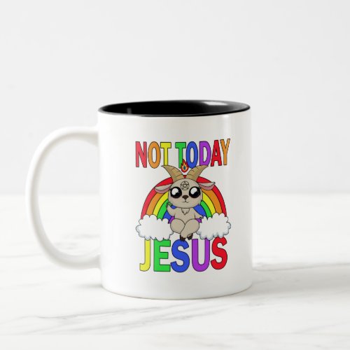 Not today Jesus Two_Tone Coffee Mug