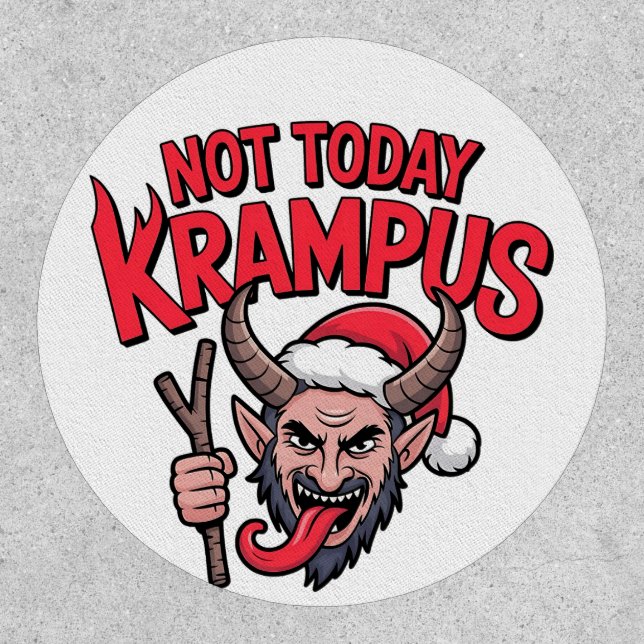 Not Today Krampus Funny Christmas Evil Krampus  Patch (Front)