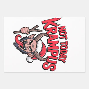 Not Today Krampus Funny Christmas Evil Krampus Wrapping Paper Sheets