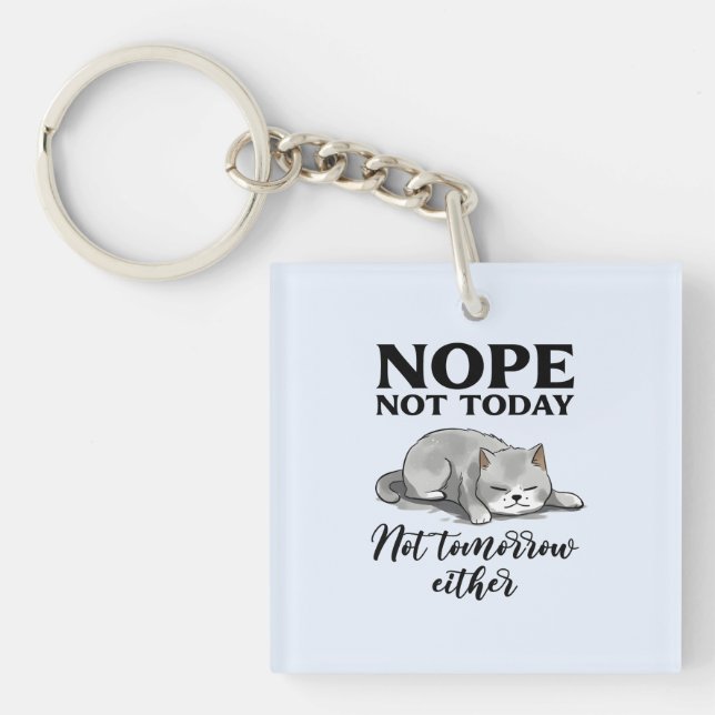 Not Today, Not Tomorrow – Sleepy Cat Keychain (Front)