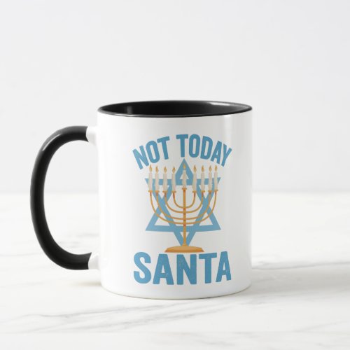 Not Today Santa Jewish Hanukkah Holiday Menorah Mug