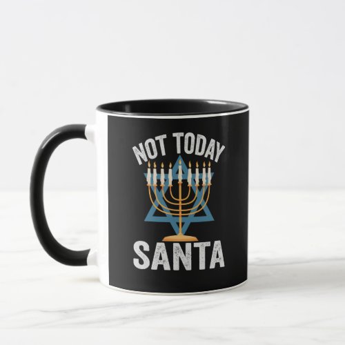 Not Today Santa Jewish Hanukkah Holiday Menorah Mug