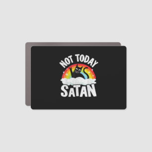 Not Today Satan Cat Rainbow Goth Jesus Funny Death Car Magnet