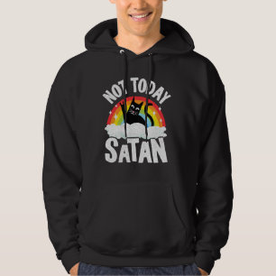 Not Today Satan Cat Rainbow Goth Jesus Funny Death Hoodie