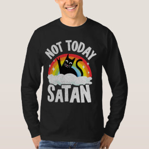 Not Today Satan Cat Rainbow Goth Jesus Funny Death T-Shirt