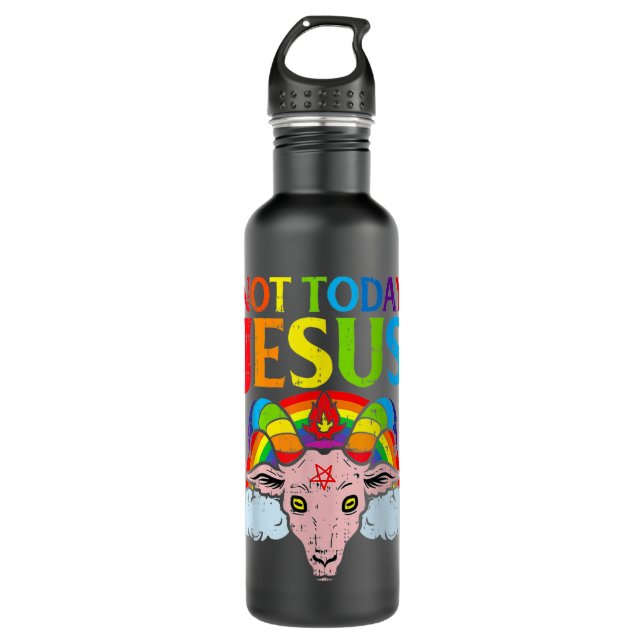 Not Today Satan Jesus vs Satan in Basketball T-Shi Stainless Steel Water Bottle (Front)