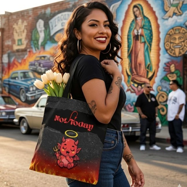 Not Today satan tote bag (Not Today satan canvas tote bag)