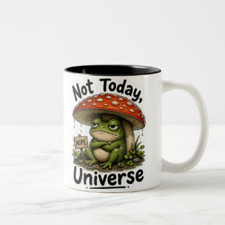 Not Today Universe Frog PNG - Funny Grumpy Frog Two-Tone Coffee Mug