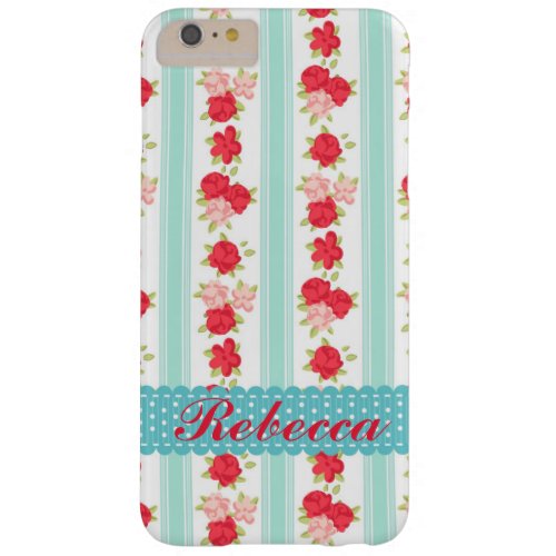 Not Too Shabby Roses Light Blue Stripes Pattern Barely There iPhone 6 Plus Case