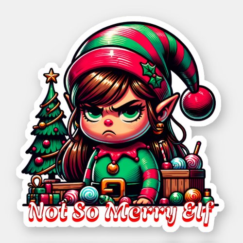 Not Very Merry Christmas Elf Sticker