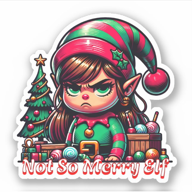Not Very Merry Christmas Elf Sticker (Front)