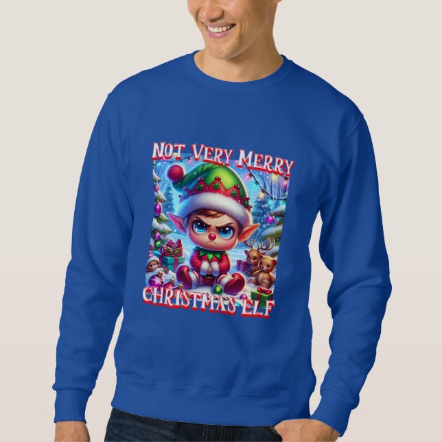 Not Very Merry Christmas Elf Sweatshirt (Front)
