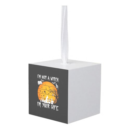 Not Witch Wife Halloween Sunset Cauldron_1 Cube Ornament