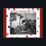 Not your average book club postcard<br><div class="desc">This fun vintage photo shows three women sitting in a small car in a living room.  Title says: Not Your Average Book Club.  This is for the fun spirited.</div>