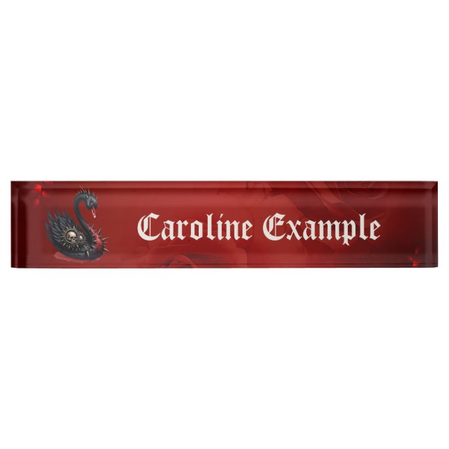 Not Your Average Swan – Spikes, Skulls & Sass.  Desk Name Plate (Front)