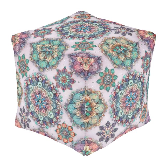 Not Your Ordinary Snowflakes Pouf (Angled Back)