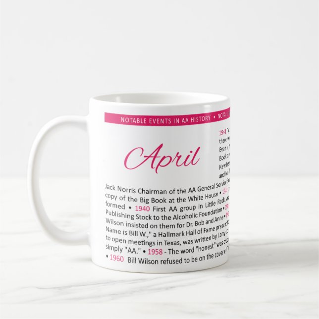 Notable Events in AA History Mug - April (Left)