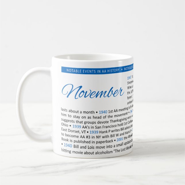 Notable Events in AA History Mug - November (Left)