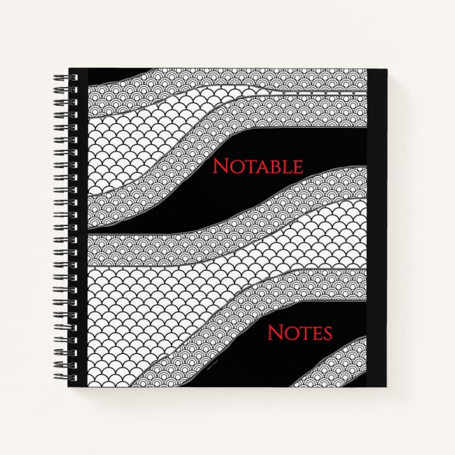 Notable Notes Black White Geo Notebook (Front)