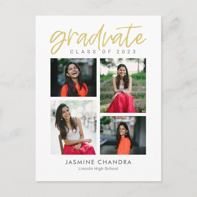 Notably Cool Editable Color Graduation Postcard (Front)