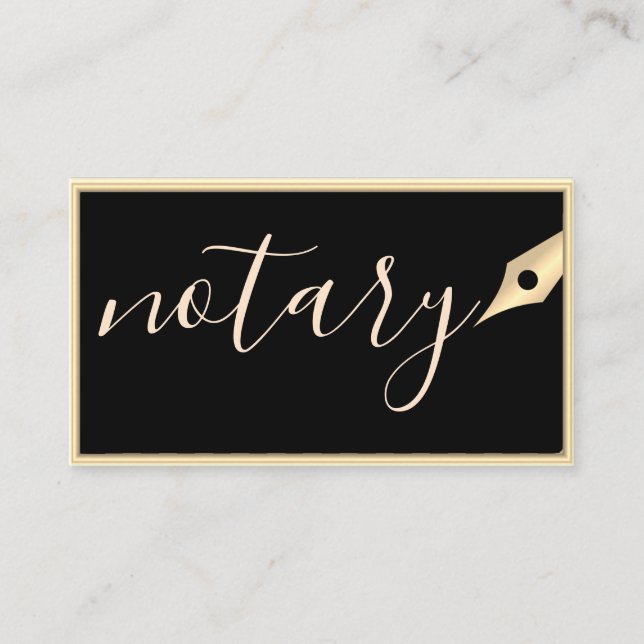 Notary Agent Pen Logo Freelance Calligraphy Writer Business Card (Front)