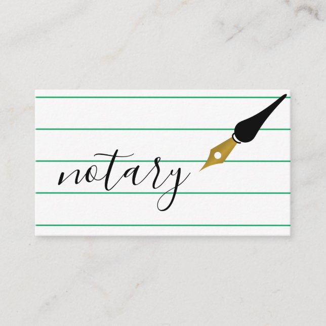 Notary Agent Pen Logo Freelance Calligraphy Writer Business Card (Front)