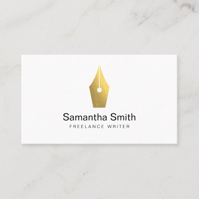 Notary Agent Pen Logo Freelance Calligraphy Writer Business Card (Front)