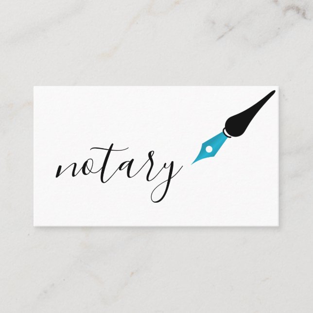 Notary Agent Pen Logo Freelance Calligraphy Writer Business Card (Front)