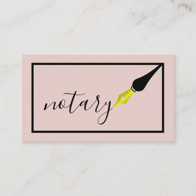 Notary Agent Pen Logo Freelance Calligraphy Writer Business Card (Front)