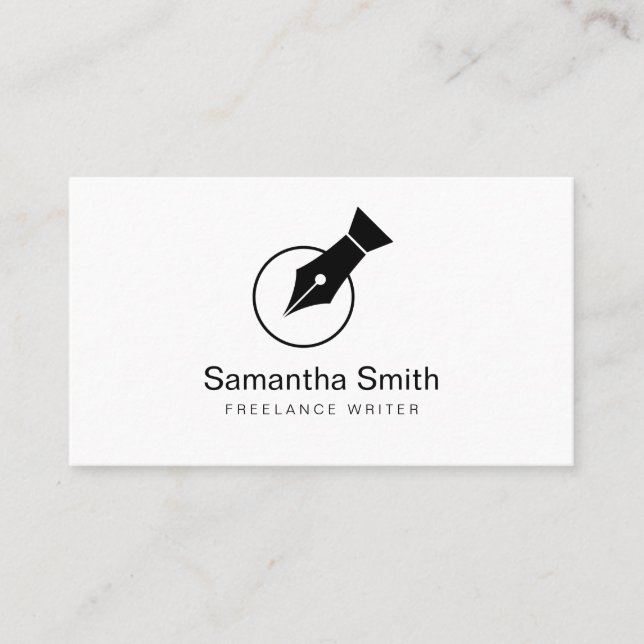 Notary Agent Pen Logo Freelance Calligraphy Writer Business Card (Front)