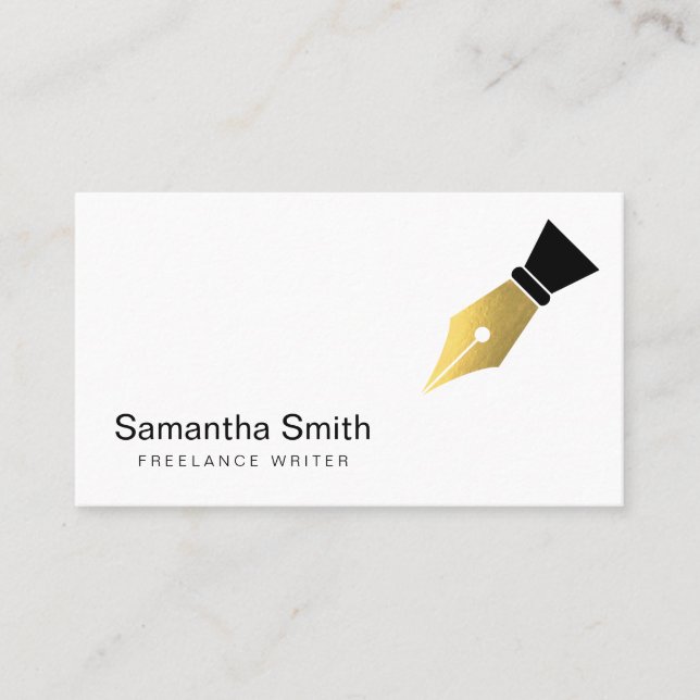 Notary Agent Pen Logo Freelance Calligraphy Writer Business Card (Front)