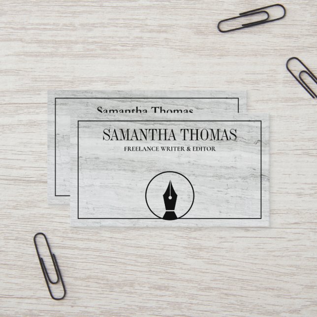 Notary Agent Pen Logo Freelance Calligraphy Writer Business Card (Front/Back In Situ)