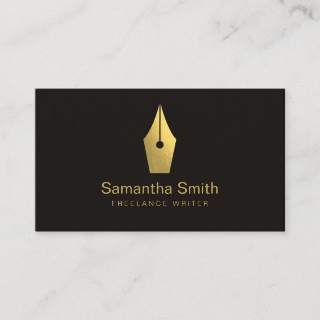 Notary Agent Pen Logo Freelance Calligraphy Writer Business Card (Front)