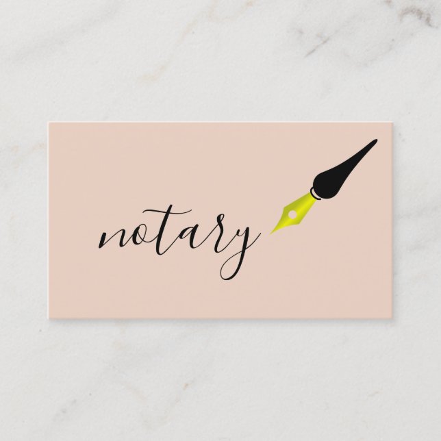 Notary Agent Pen Logo Freelance Calligraphy Writer Business Card (Front)