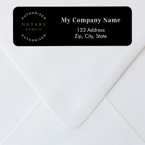 Notary black business return address label