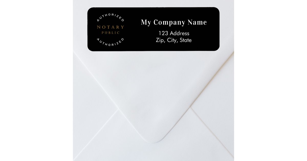 Notary black business return address label | Zazzle
