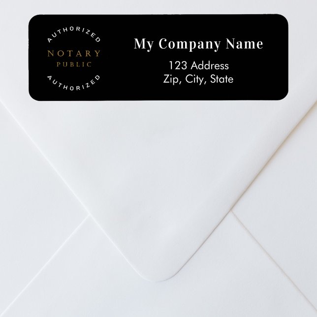 Notary black business return address label (Creator Uploaded)