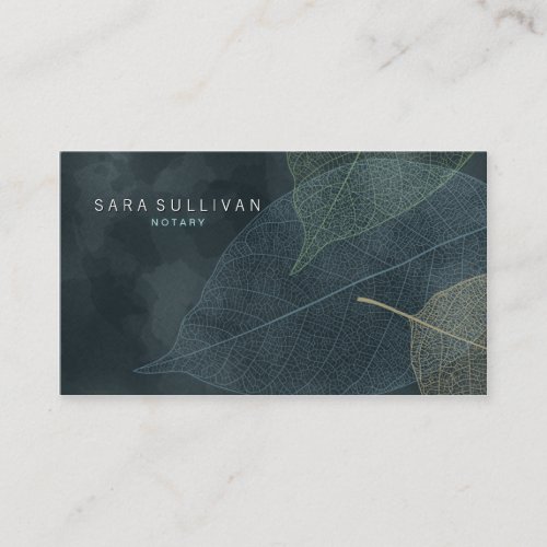 Notary Business Card Grunge Leaf Veins