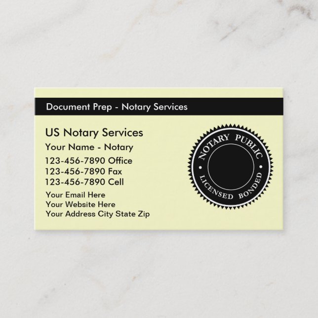 Notary Business Cards (Front)