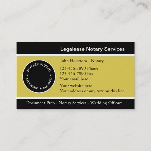 Customizable Notary Business Cards