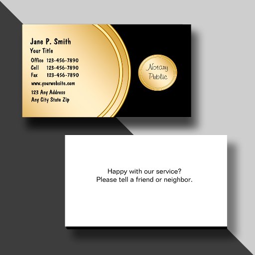 Customizable Notary Business Cards